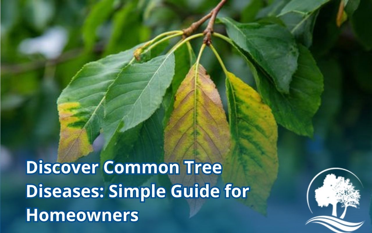 Early signs of Common Tree Diseases shown as leaf discoloration on a backyard shade tree