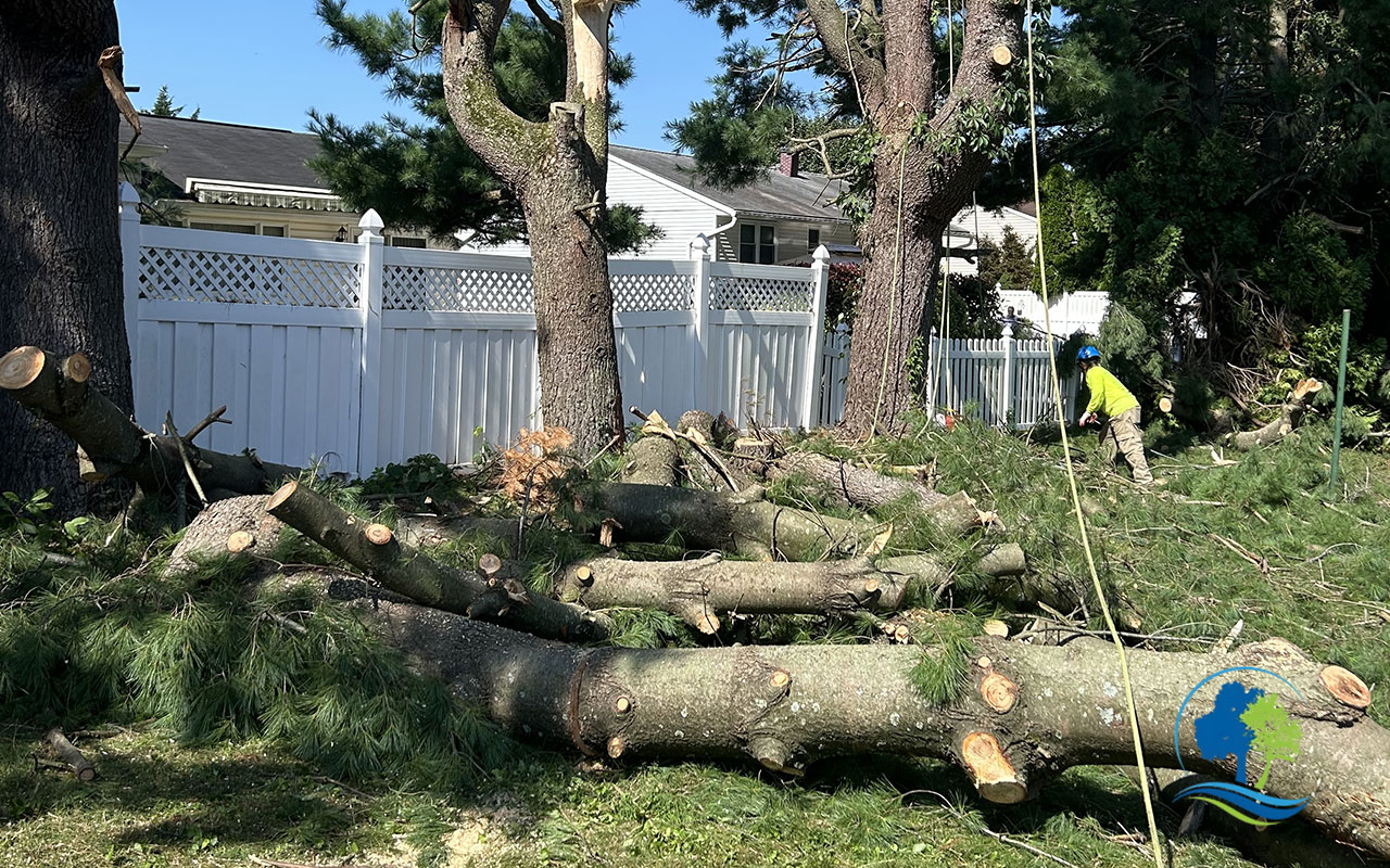 Tree specialist inspecting a tree before removal in Maryland