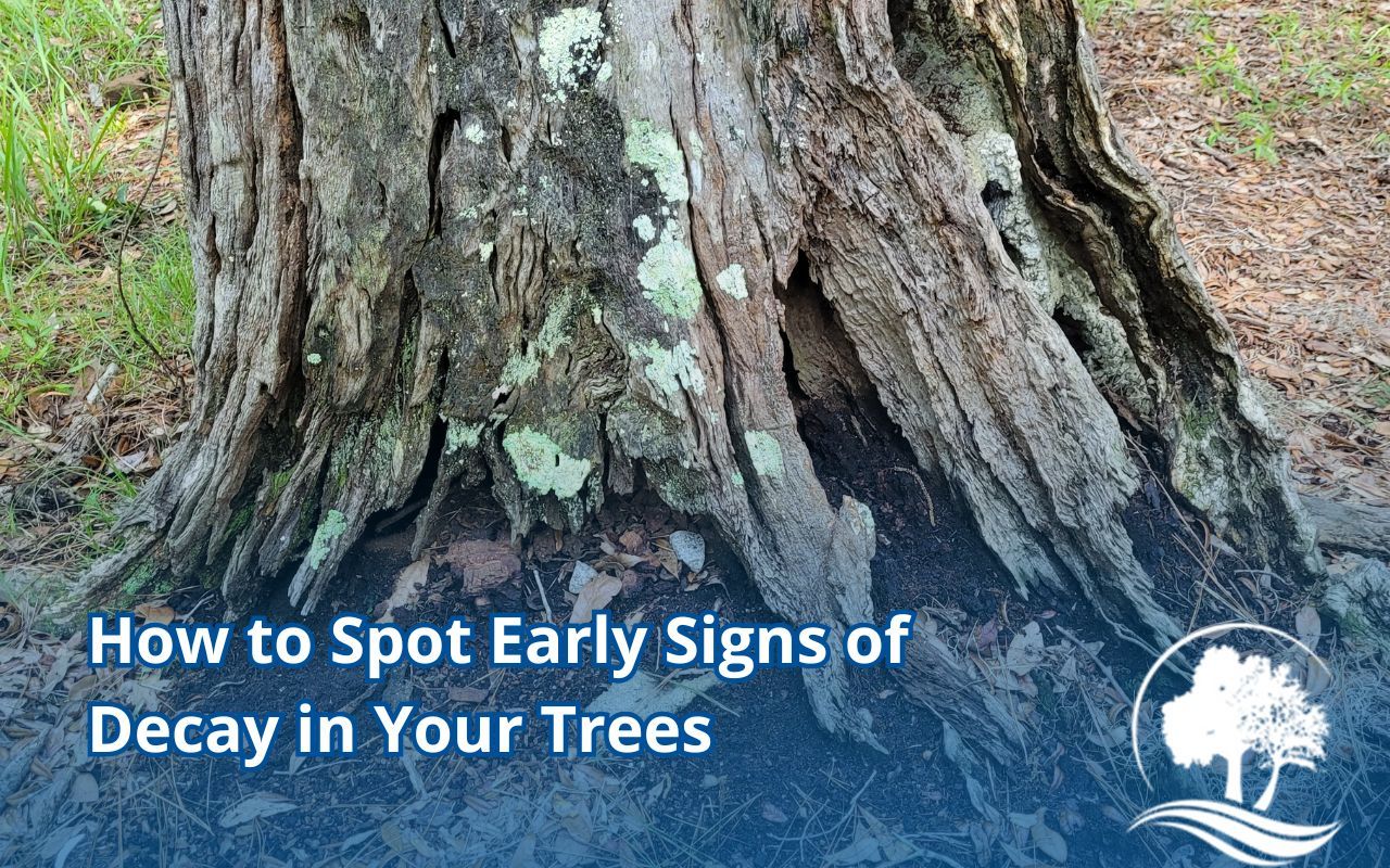 Tree trunk with visible signs of rot and decay near the base