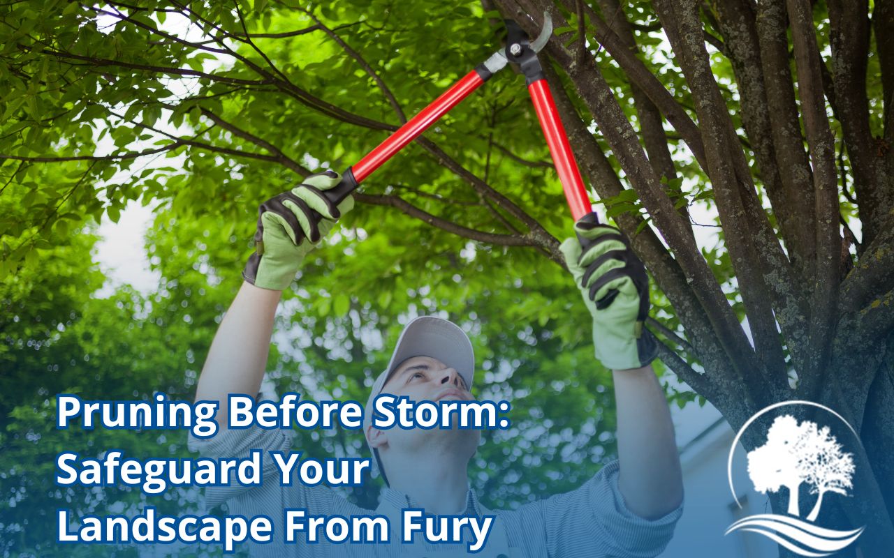 Arborist performing pruning before storm season on a large oak tree.
