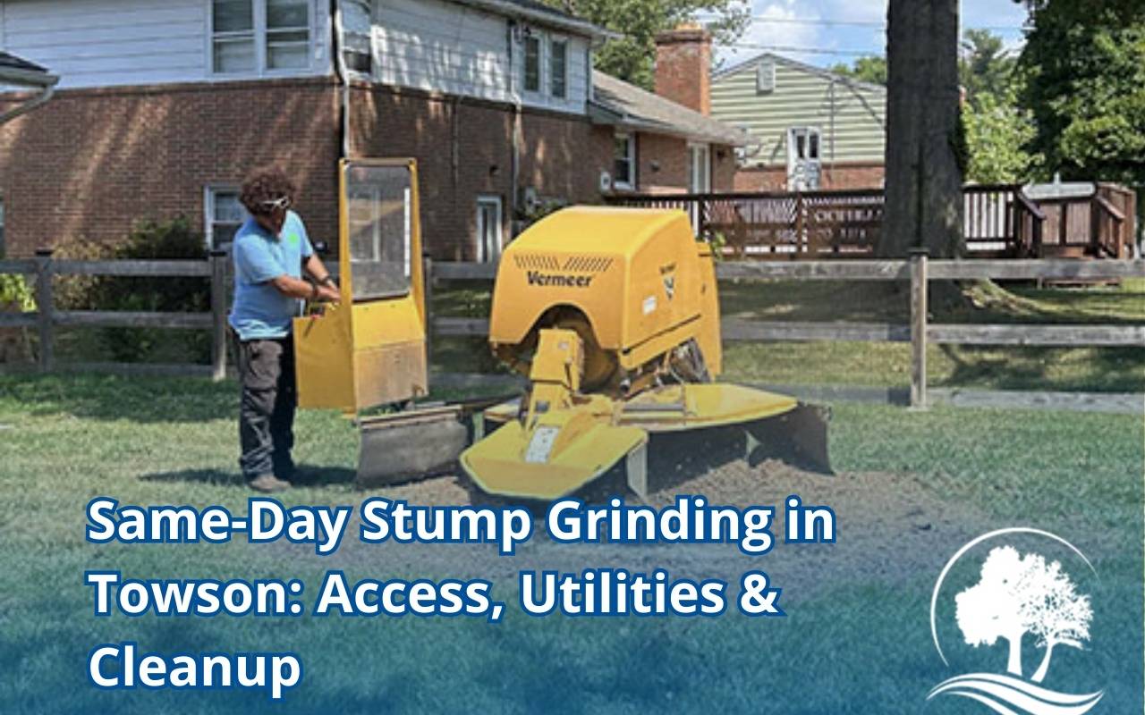 Same-day stump grinding Towson yard cleanup