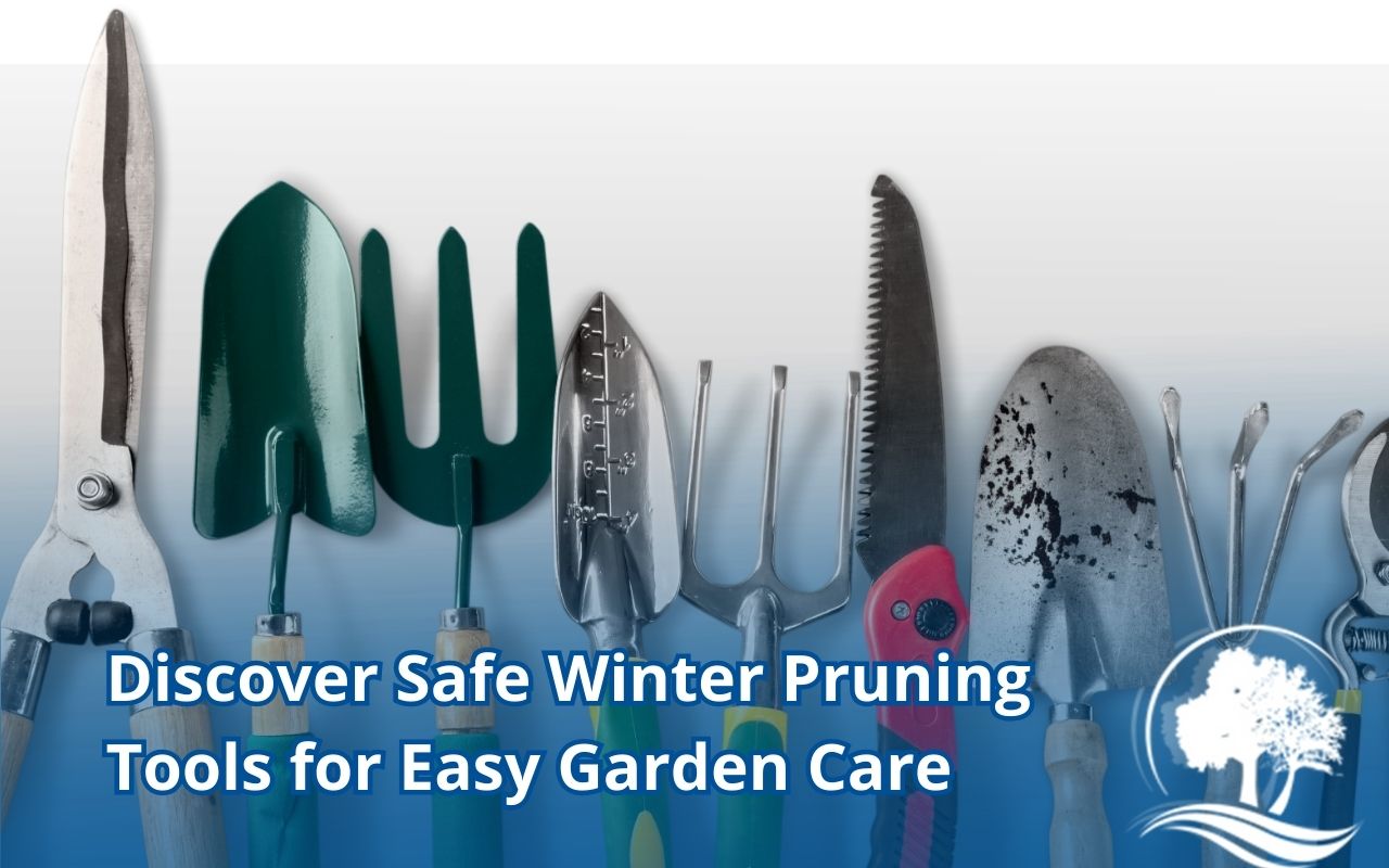 Safe Winter Pruning Tools kit arranged for winter tree and shrub pruning.
