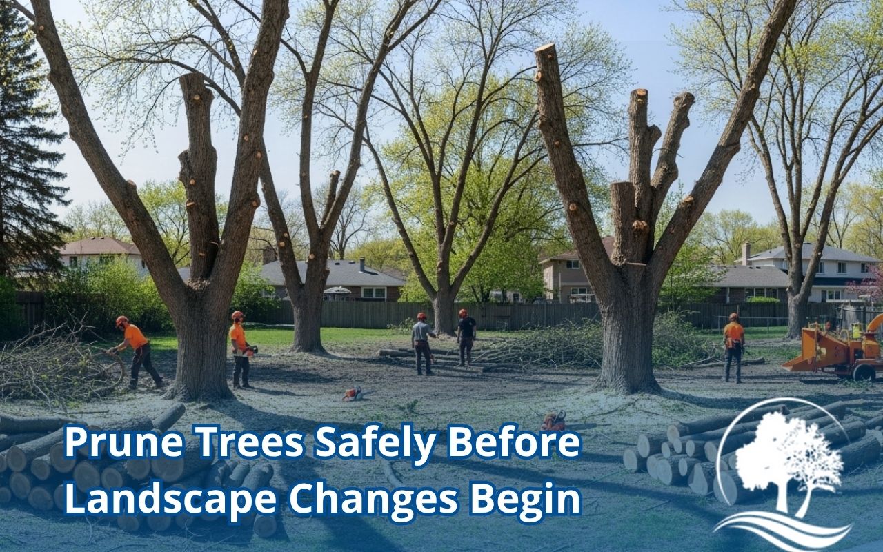 Clearing trees for landscaping before a backyard redesign