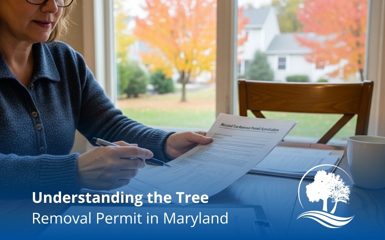 Homeowner reviewing a tree removal permit in Maryland